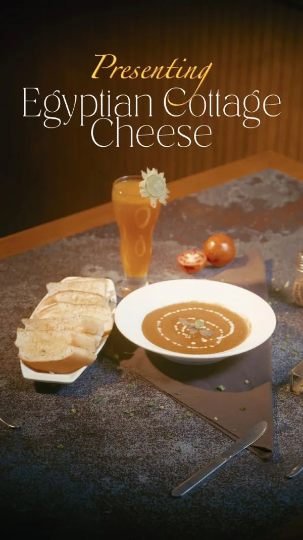 Dish reel: Egyptian cottage cheese with toasted bread and a cooler.