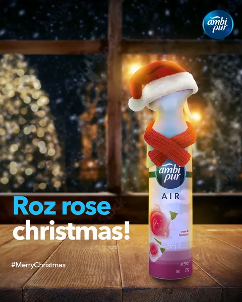 'Roz rose Christmas!' The rose spray in a Santa hat.