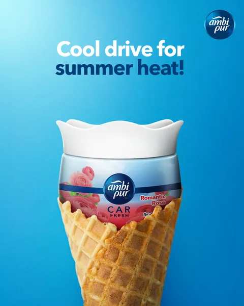'Cool drive for summer heat!' The car gel served as an ice-cream cone.
