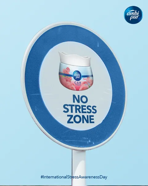 Stress Awareness Day: a road sign that marks a 'No stress zone'.