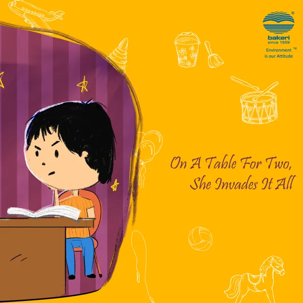 Rakhi panorama, part two: the squeezed brother, 'on a table for two, she invades it all'.