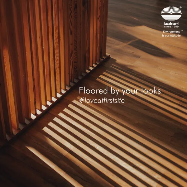 Love at first site post: slatted shadows across a timber floor, 'Floored by your looks'.