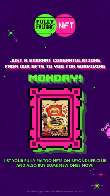 Story motion: a pixel-framed Monday congratulations.