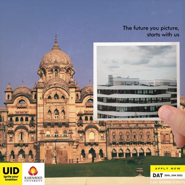 Part one of the exchange series: a sleek modern building photo framed against an ornate palace.