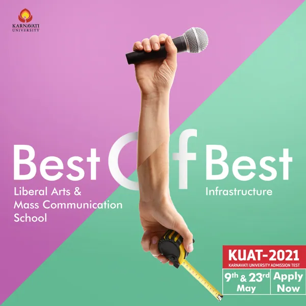'Best Of Best' for KUAT: a microphone held high, a measuring tape for infrastructure below.