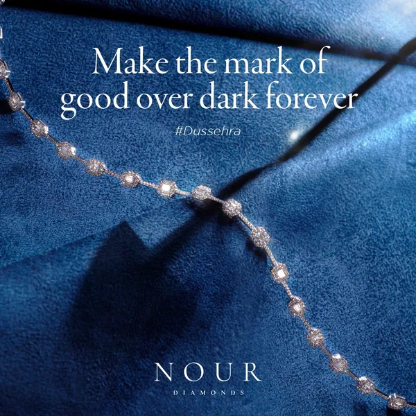 Dussehra: a line of diamonds across blue velvet, good winning over dark.
