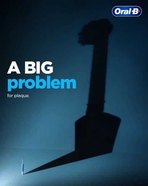 Ant-Man inspired: a tiny brush casts a giant shadow, 'A big problem for plaque'.