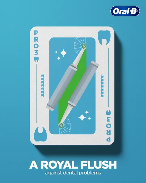 Carousel slide 2 deals a Pro 3 card: 'A royal flush against dental problems'.
