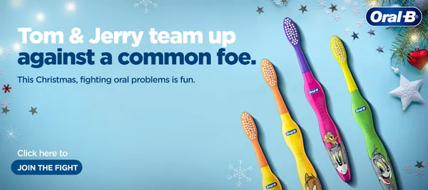 Christmas stars surround Tom & Jerry kids' brushes teaming up 'against a common foe'.