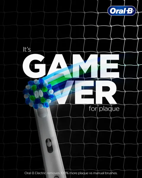 FIFA season: a brush head shoots like a football, 'It's game over for plaque'.
