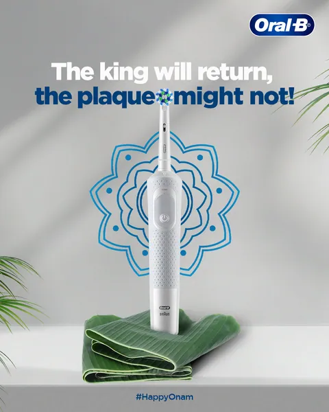 'The king will return, the plaque might not!' A white brush on banana leaf for Onam.
