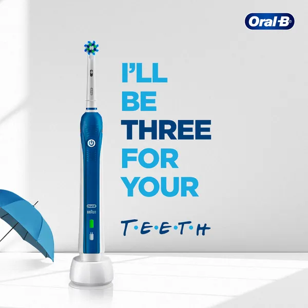 Pro 3 teaser riffing on Friends: 'I'll be three for your teeth', with a blue umbrella.