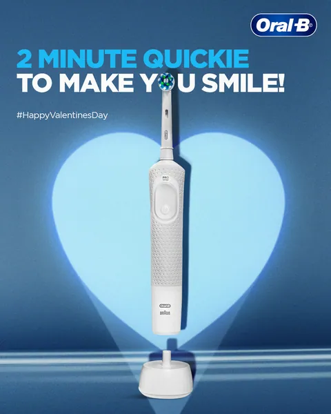 '2 minute quickie to make you smile!' A heart spotlight frames a brush for Valentine's Day.