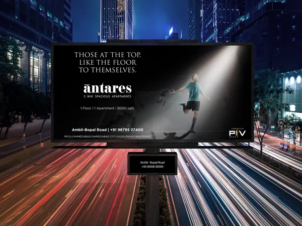 Antares hoarding at night: a runner under a spotlight.
