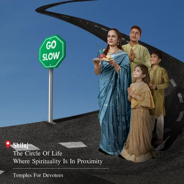 Shilaj Circle grid, piece 7: a family with a pooja thali, 'where spirituality is in proximity'.