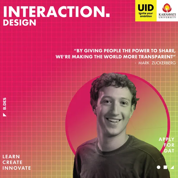 Interaction Design: a portrait and quote from Mark Zuckerberg.