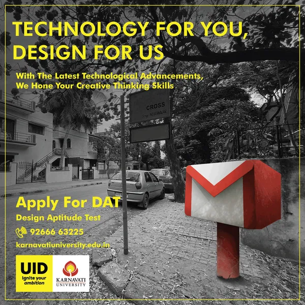 Technology for you, design for us: an email logo as a red postbox.