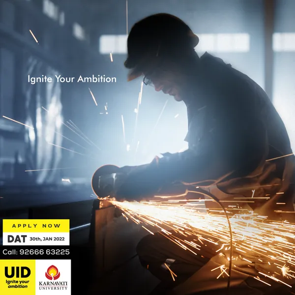 Sparks spray from an angle grinder as a maker works, part two of 'Ignite Your Ambition'.