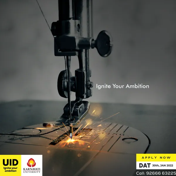 In a shower of sparks, a sewing machine needle stitches on: 'Ignite Your Ambition', part one.